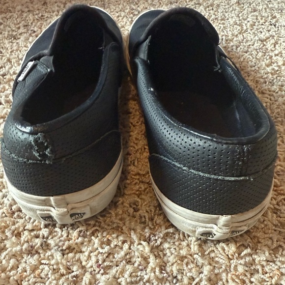 VANS Perf Leather Classic Unisex Slip On Shoes Black White Soles Mens 8.5 W 10 - Picture 8 of 9